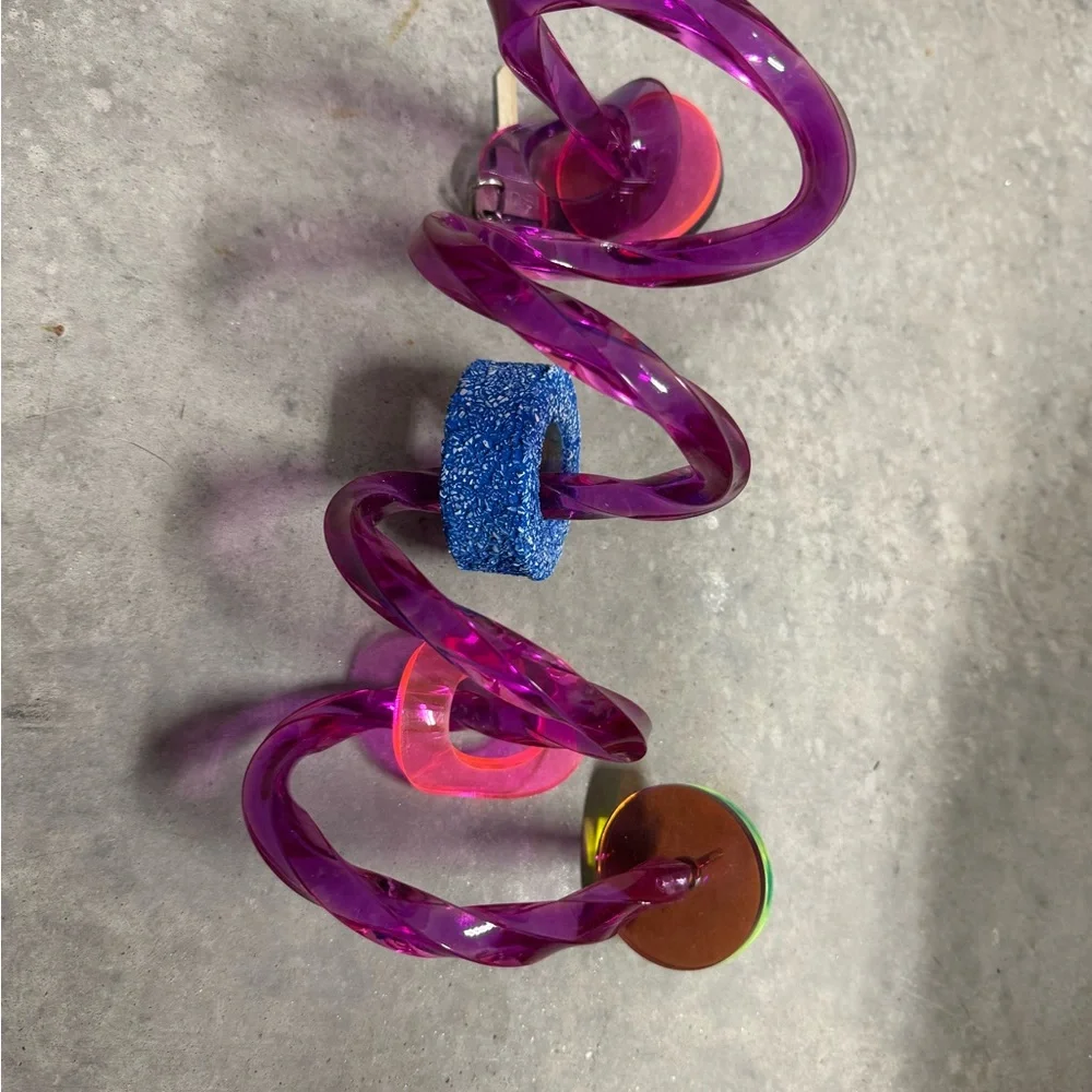 Colorful Spiral Toy with Rings bird cage